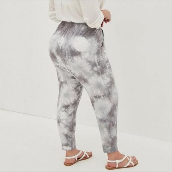 TORRID‎ Relaxed Fit Jogger Stretch Challis Mid-Rise Pants Tie Dye Grey 2x 18-20 - Picture 3 of 10